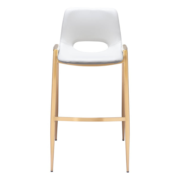 Zuo Modern Desi BarStool Set of 2, White/Gold