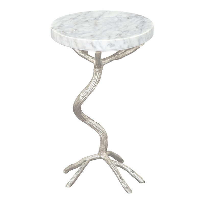 Zuo Modern Joel Side Table, White/Silver