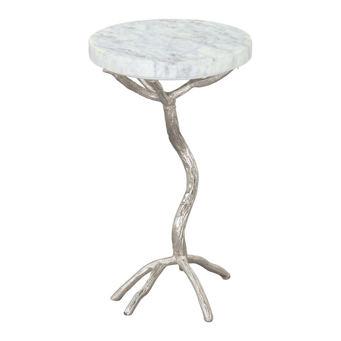 Zuo Modern Joel Side Table, White/Silver