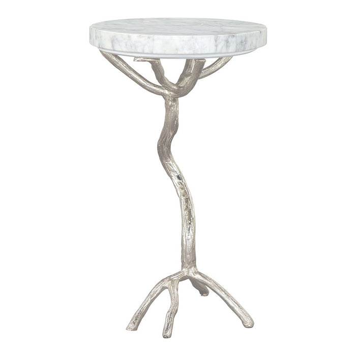 Zuo Modern Joel Side Table, White/Silver