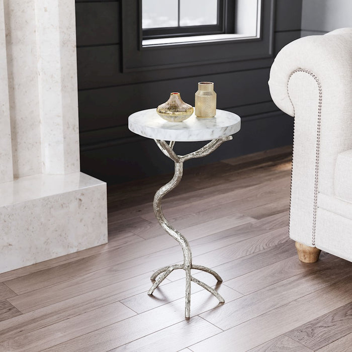 Zuo Modern Joel Side Table, White/Silver