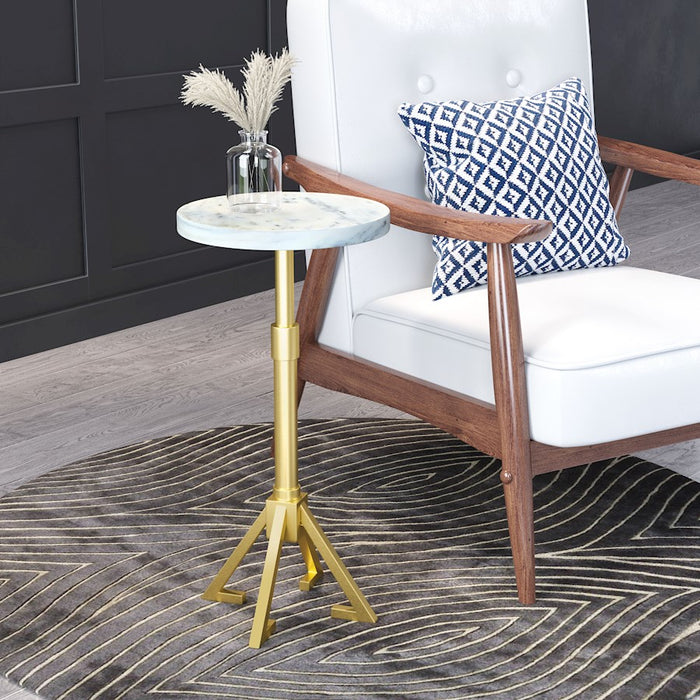 Zuo Modern Maurice Side Table, White/Gold