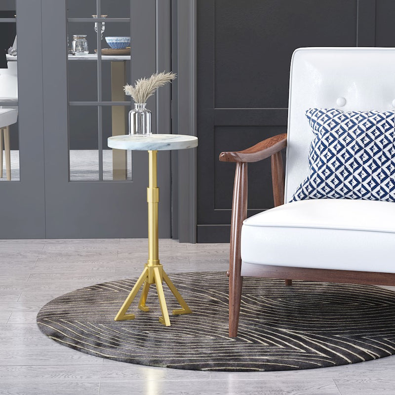 Zuo Modern Maurice Side Table, White/Gold