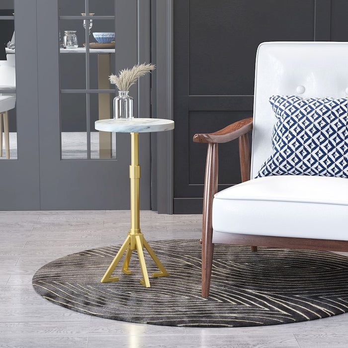 Zuo Modern Maurice Side Table, White/Gold