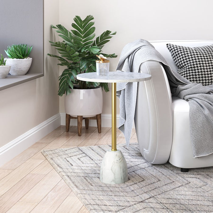 Zuo Modern Cynthia Side Table, White/Gold
