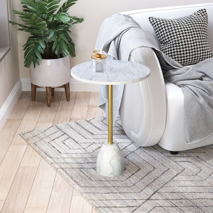 Zuo Modern Cynthia Side Table, White/Gold