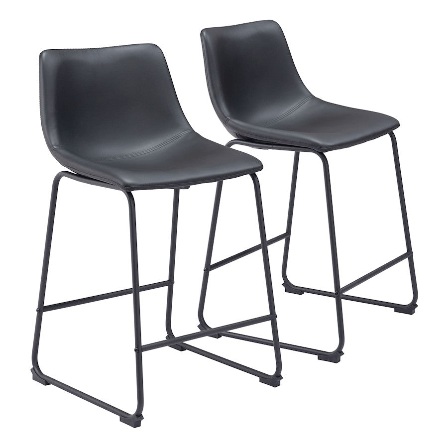 Zuo Modern Smart Counter Stool Set of 2, Black - 109649