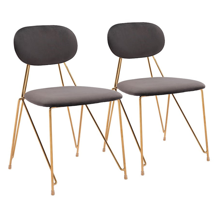 Zuo Modern Georges Dining Chair Set of 2, Gray/Gold - 109661