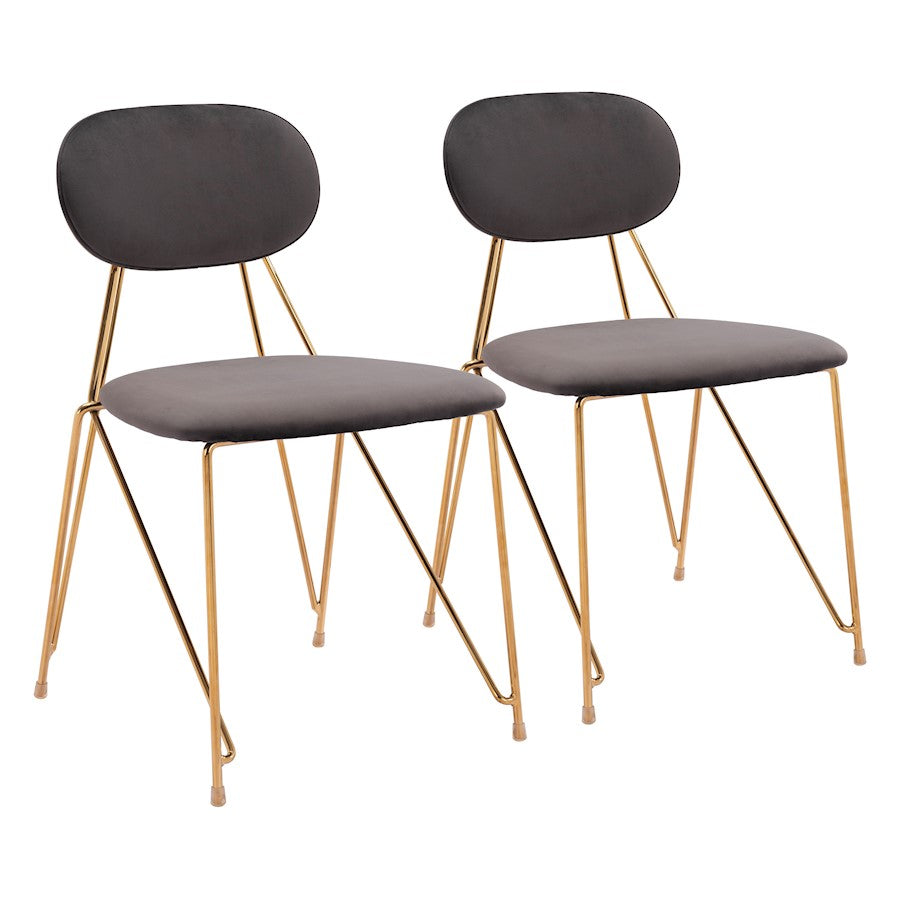 Zuo Modern Georges Dining Chair Set of 2, Gray/Gold - 109661