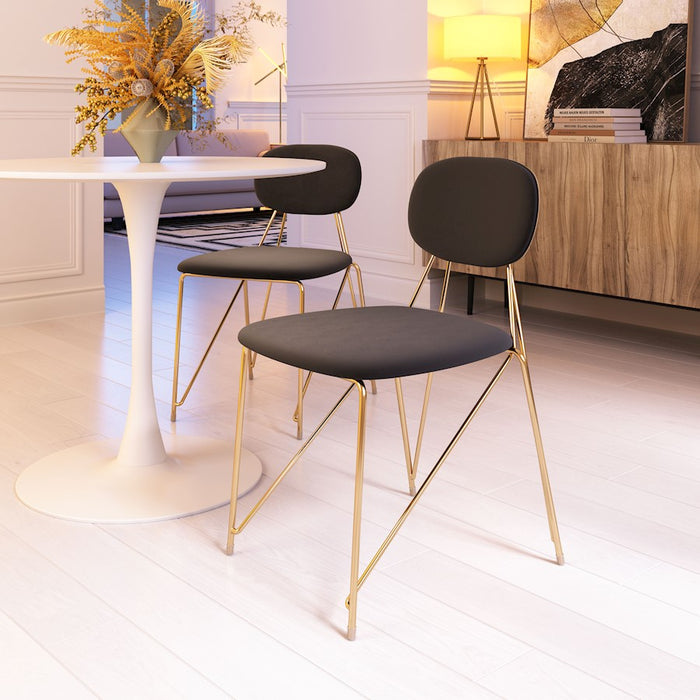 Zuo Modern Georges Dining Chair Set of 2, Gray/Gold