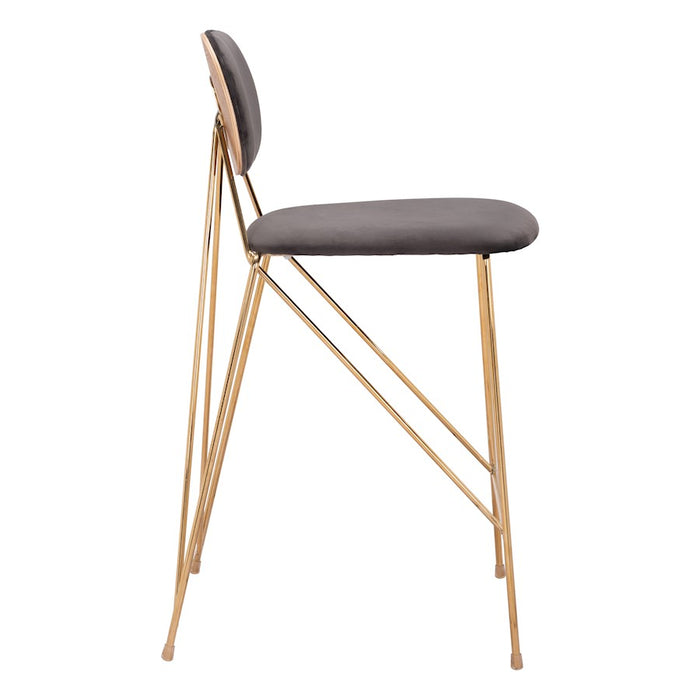 Zuo Modern Georges Counter Stool Set of 2, Gray/Gold