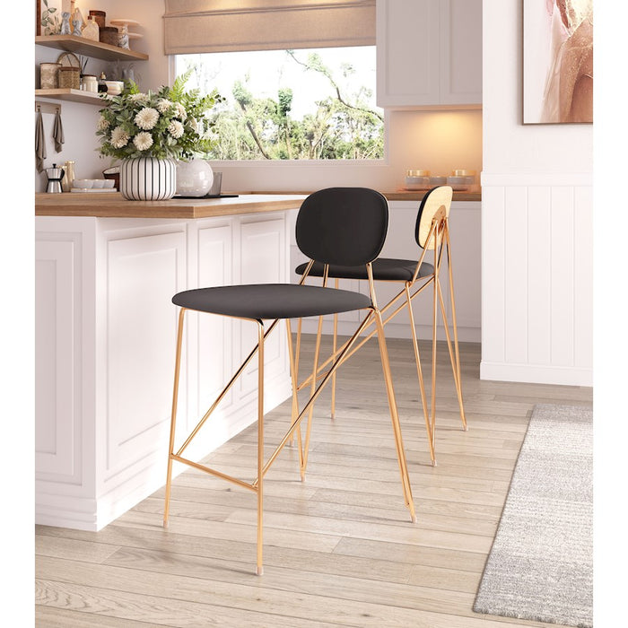 Zuo Modern Georges Counter Stool Set of 2, Gray/Gold