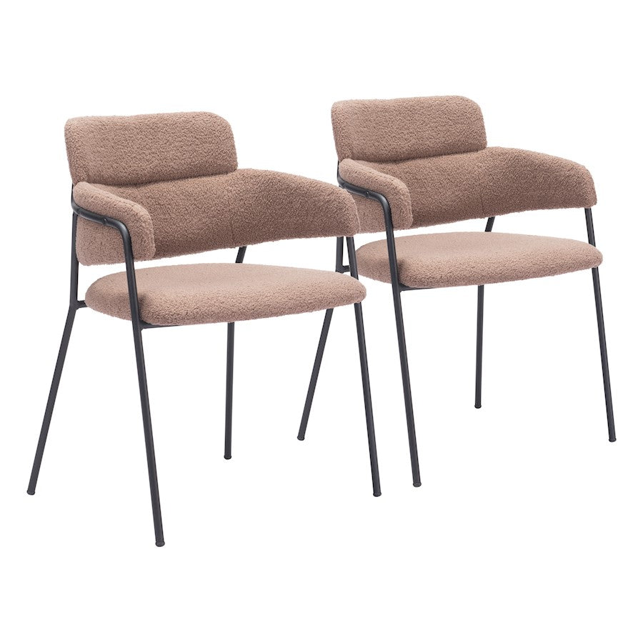 Zuo Modern Marcel Dining Chair Set of 2, Brown - 109664