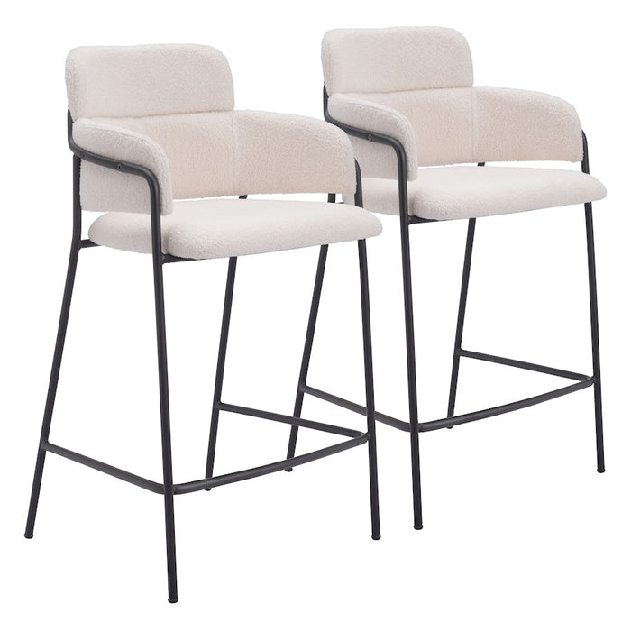 Zuo Modern Marcel Counter Stool Set of 2, Cream - 109665