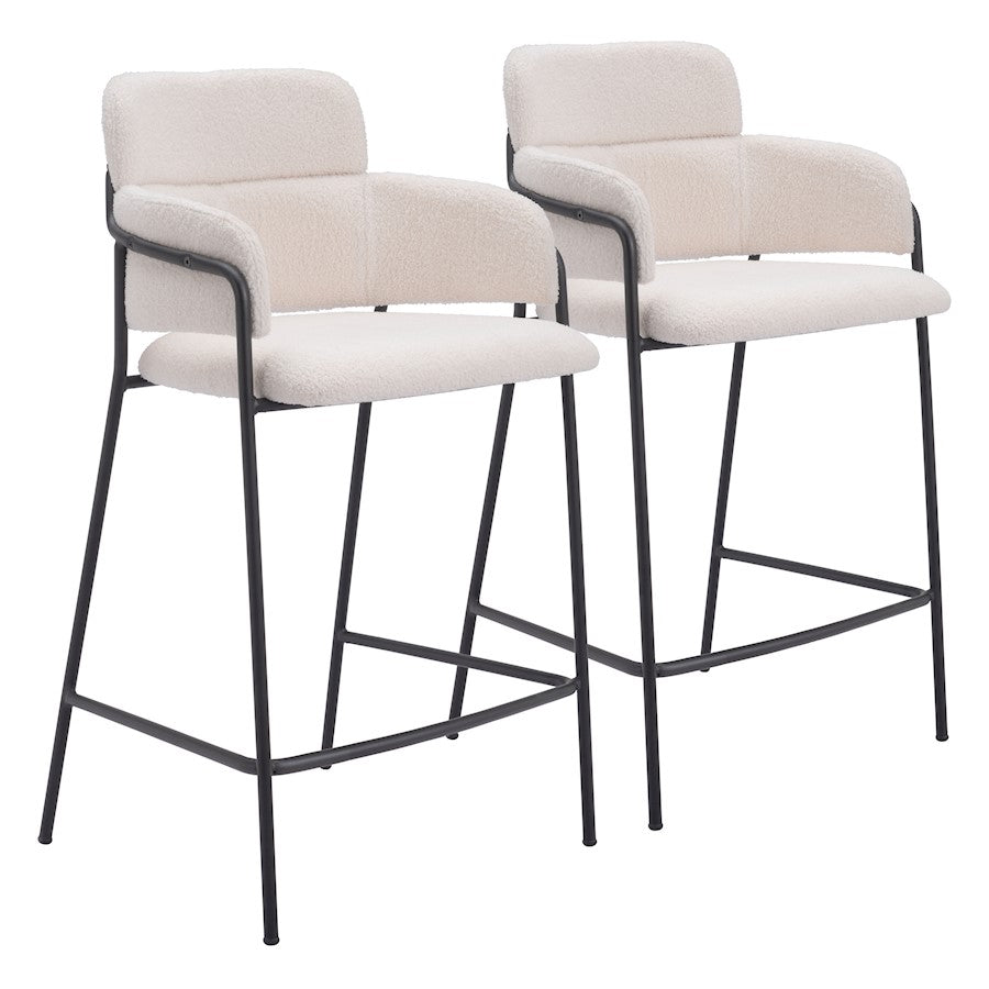 Zuo Modern Marcel Counter Stool Set of 2, Cream - 109665