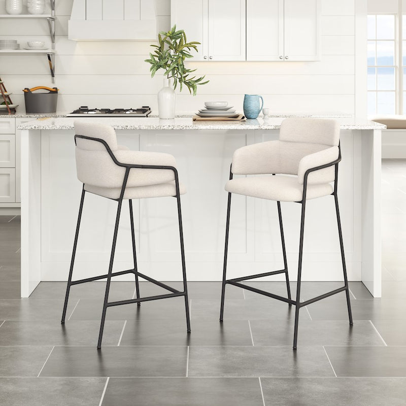 Zuo Modern Marcel Counter Stool Set of 2, Cream