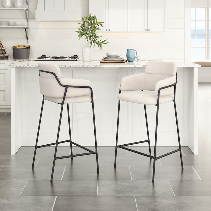Zuo Modern Marcel Counter Stool Set of 2, Cream