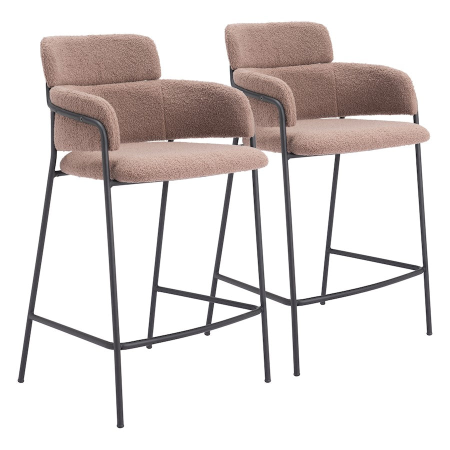 Zuo Modern Marcel Counter Stool Set of 2, Brown - 109666