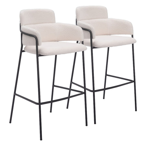 Zuo Modern Marcel BarStool Set of 2, Cream - 109667