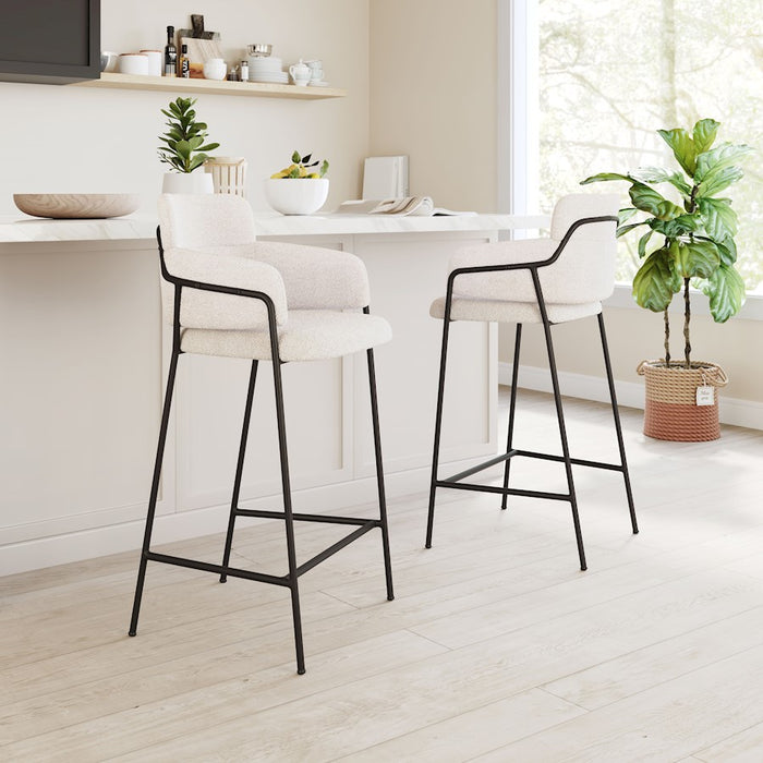 Zuo Modern Marcel BarStool Set of 2, Cream