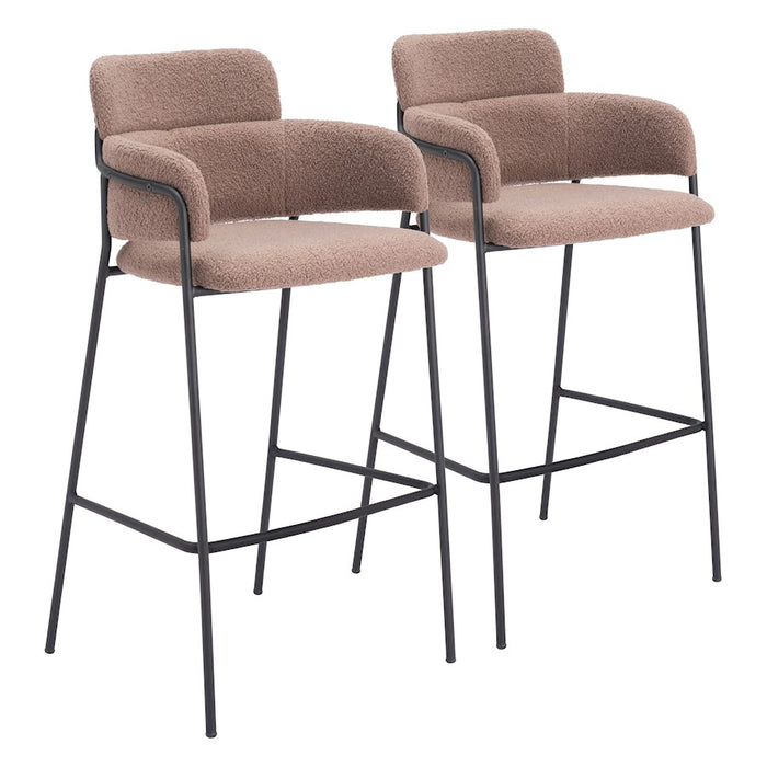 Zuo Modern Marcel BarStool Set of 2, Brown - 109668