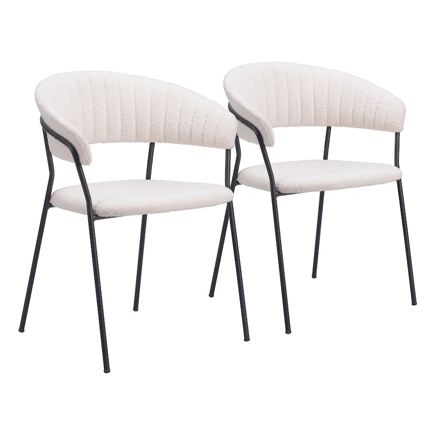 Zuo Modern Josephine Dining Chair Set of 2, Cream - 109669