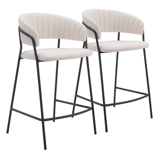 Zuo Modern Josephine Counter Stool Set of 2, Cream - 109671