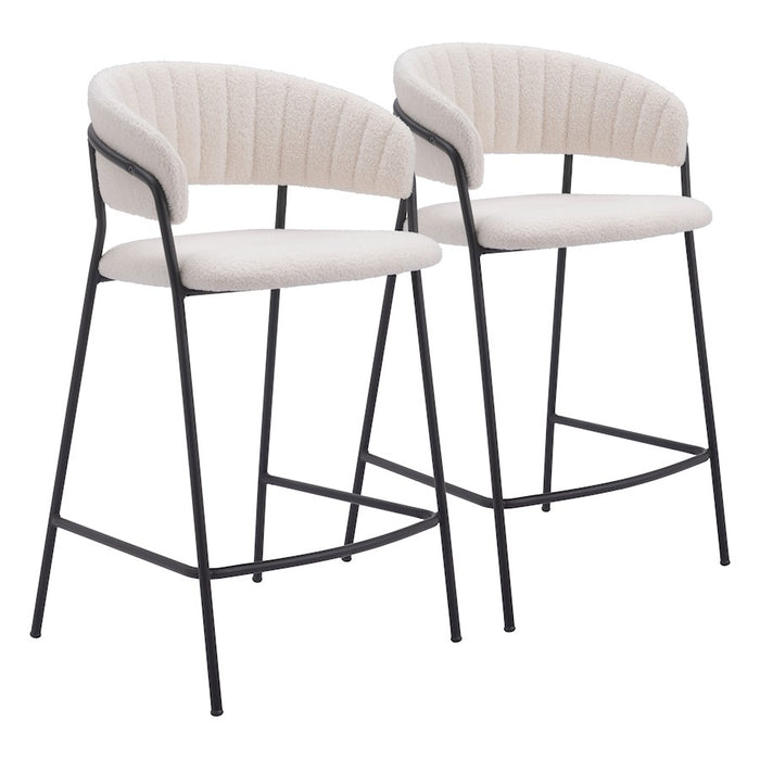 Zuo Modern Josephine Counter Stool Set of 2, Cream - 109671