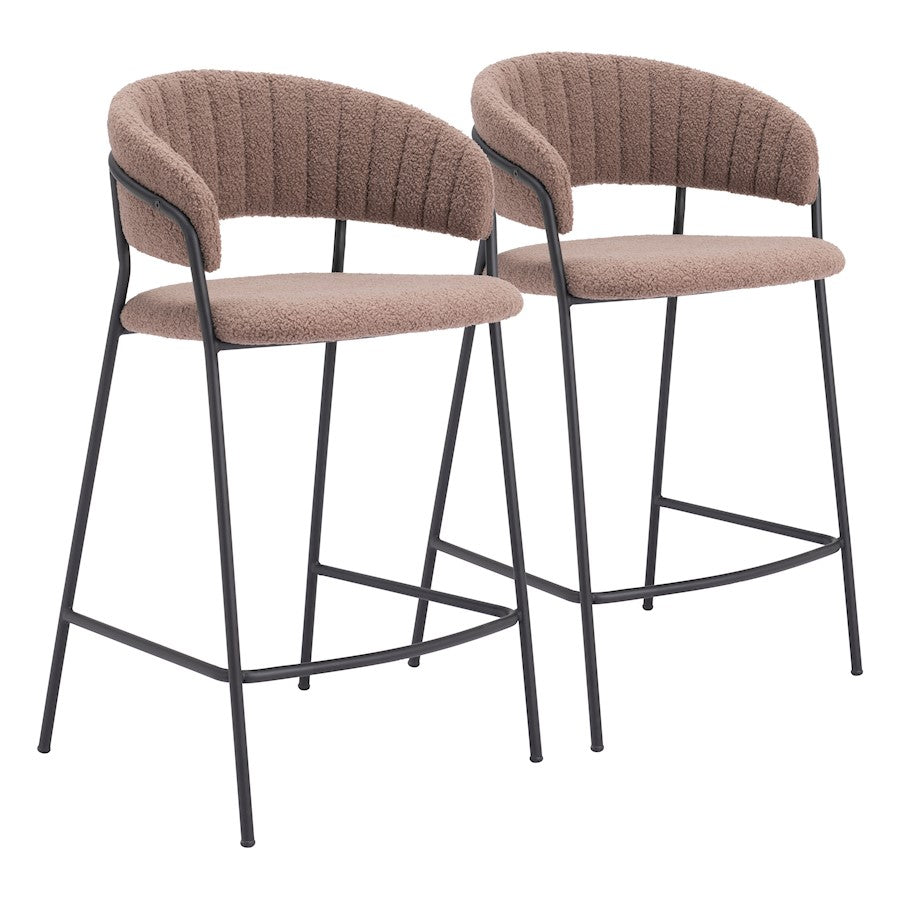 Zuo Modern Josephine Counter Stool Set of 2, Brown - 109672