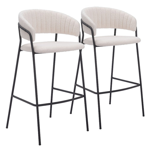 Zuo Modern Josephine BarStool Set of 2, Cream - 109673