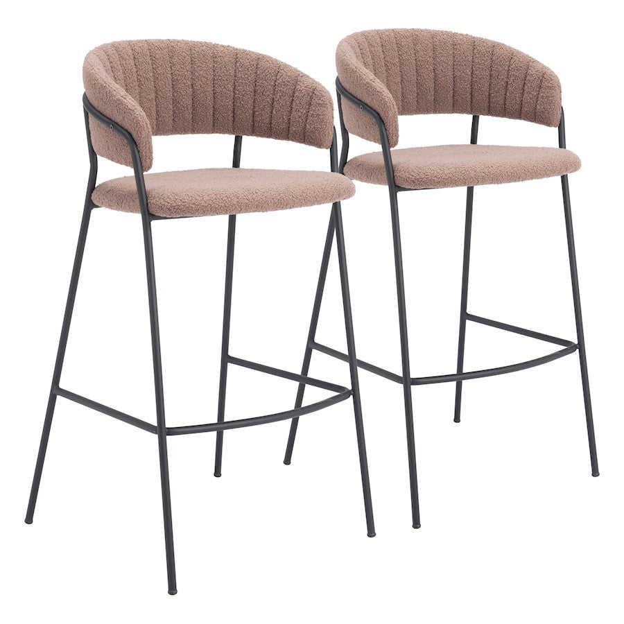 Zuo Modern Josephine BarStool Set of 2, Brown - 109674