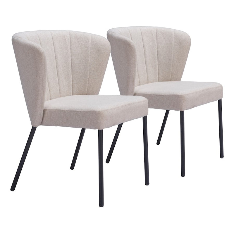 Zuo Modern Aimee Dining Chair Set of 2, Beige - 109678