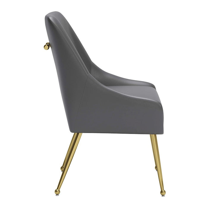 Zuo Modern Maxine Dining Chair, Gray/Gold