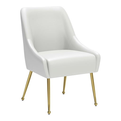 Zuo Modern Maxine Dining Chair, White/Gold - 109714