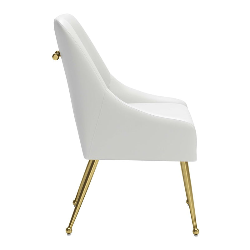 Zuo Modern Maxine Dining Chair, White/Gold