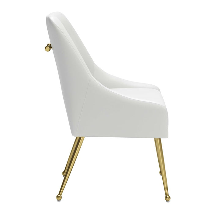 Zuo Modern Maxine Dining Chair, White/Gold