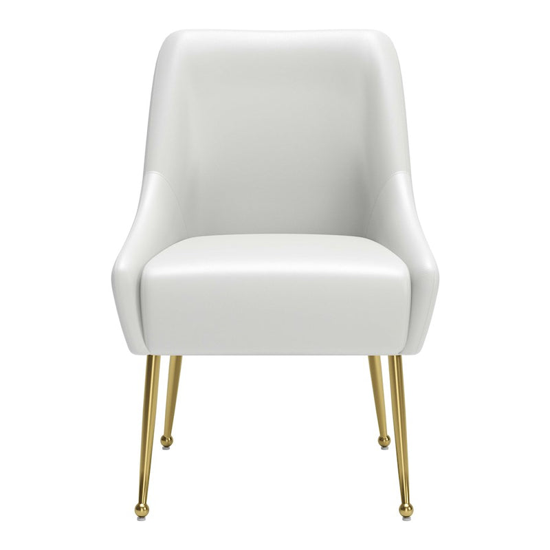 Zuo Modern Maxine Dining Chair, White/Gold