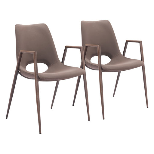 Zuo Modern Desi Dining Chair Set of 2, Brown/Walnut - 109730