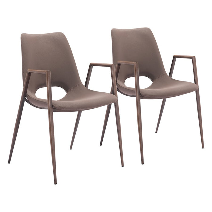 Zuo Modern Desi Dining Chair Set of 2, Brown/Walnut - 109730