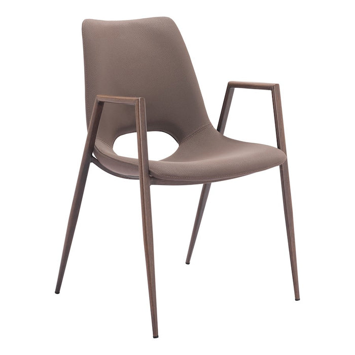 Zuo Modern Desi Dining Chair Set of 2, Brown/Walnut