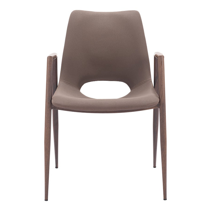 Zuo Modern Desi Dining Chair Set of 2, Brown/Walnut