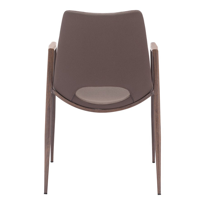 Zuo Modern Desi Dining Chair Set of 2, Brown/Walnut