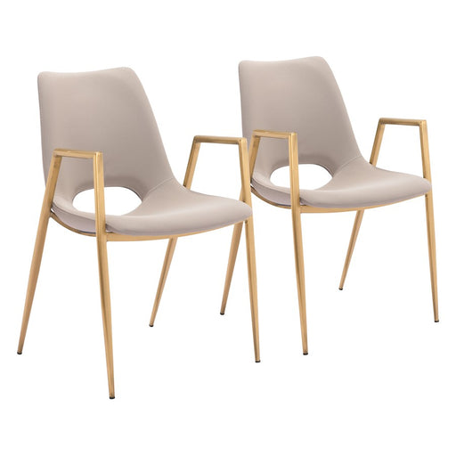 Zuo Modern Desi Dining Chair Set of 2, Beige/Gold - 109731