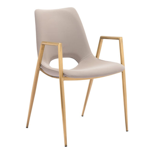 Zuo Modern Desi Dining Chair Set of 2, Beige/Gold