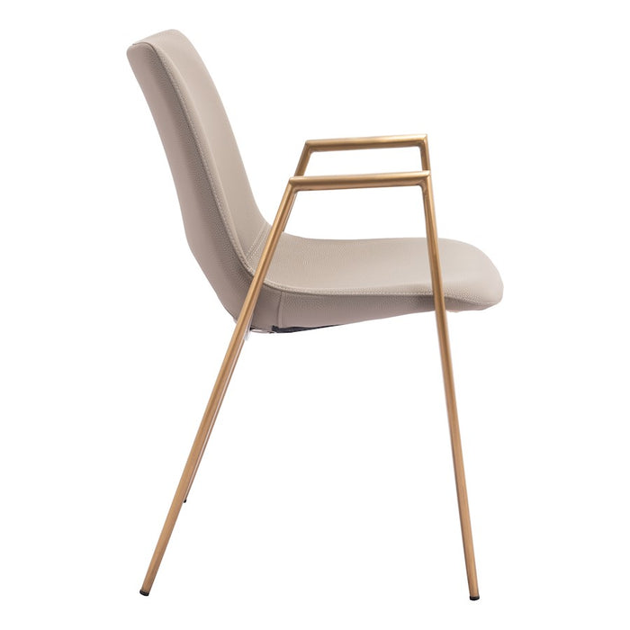 Zuo Modern Desi Dining Chair Set of 2, Beige/Gold