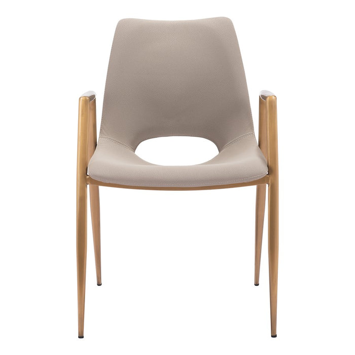 Zuo Modern Desi Dining Chair Set of 2, Beige/Gold