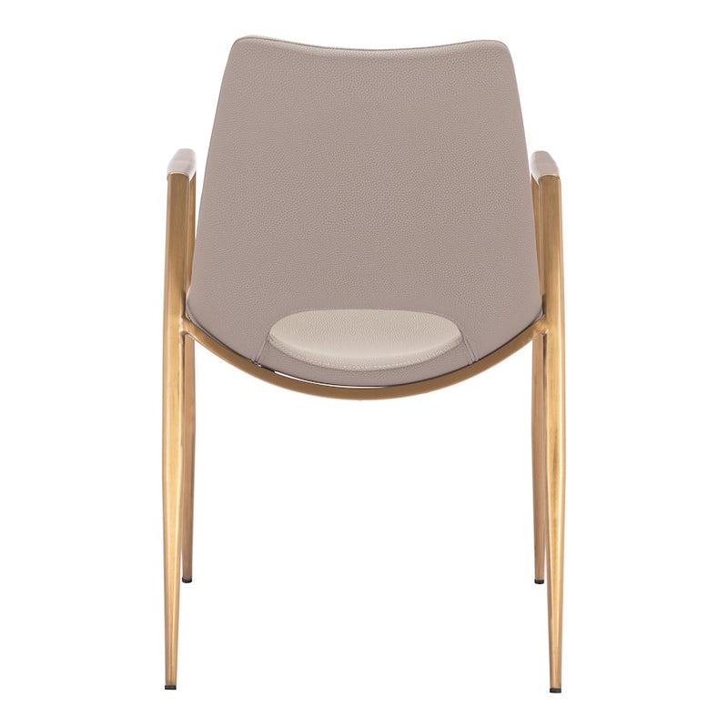 Zuo Modern Desi Dining Chair Set of 2, Beige/Gold