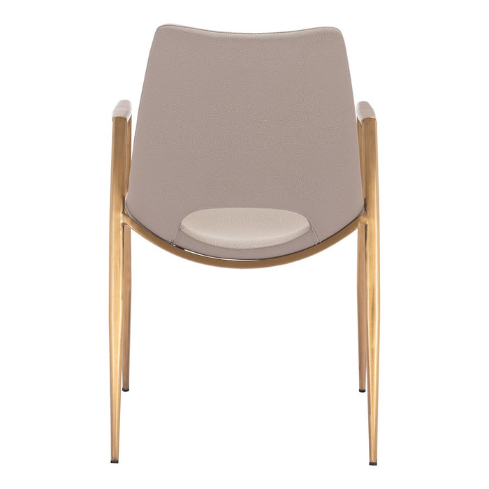 Zuo Modern Desi Dining Chair Set of 2, Beige/Gold