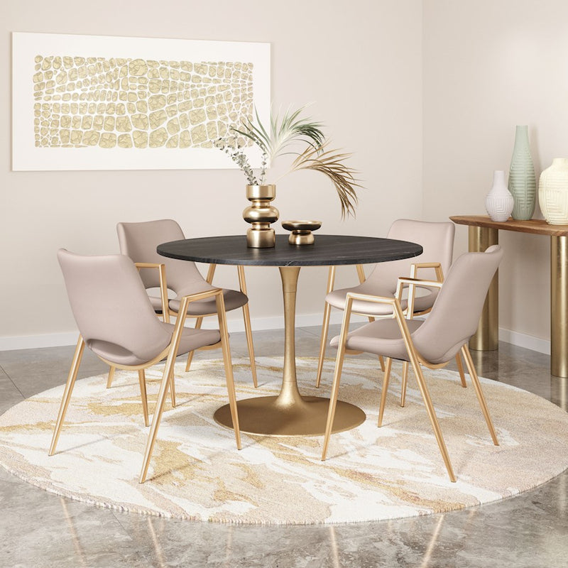 Zuo Modern Desi Dining Chair Set of 2, Beige/Gold