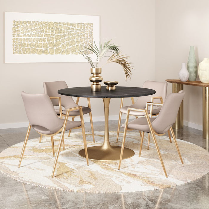 Zuo Modern Desi Dining Chair Set of 2, Beige/Gold